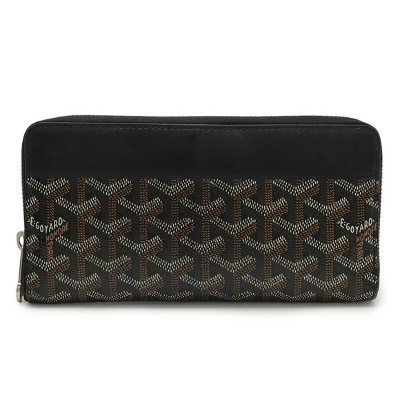 GOYARD Matignon GM Wallet, Round Long Herringbone Pattern PVC Leather, Black,... - Picture 1 of 10